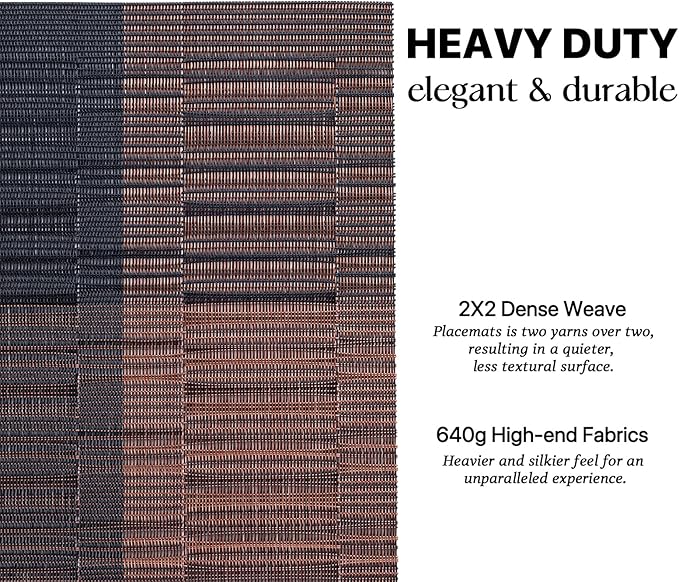 LEXMORE Placemats Set of 4 Vinyl/Plastic Woven Place Mats for Kitchen Table Indoor/Outdoor Washable Placemat Wipeable Dining Table Mats(Ombre Brown Black)