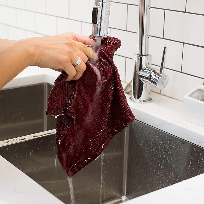 Now Designs Ripple Kitchen Dishcloth, Set of 4, Carmine Red