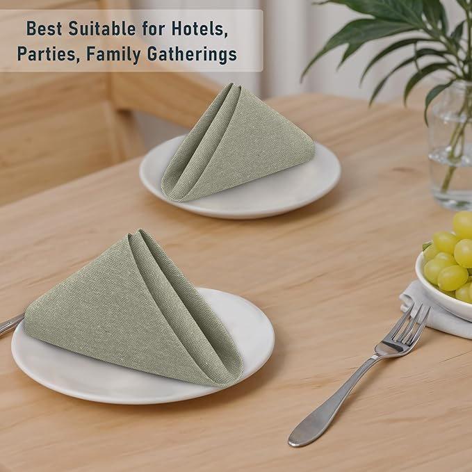 Ruvanti Cloth Napkins Set of 12, 18x18 Reusable Napkins Cloth Washable, Soft & Durable Table Napkin, Poly Cotton Fabric Dinner Napkins for Parties, Christmas, Thanksgiving, Weddings - Olive Branch
