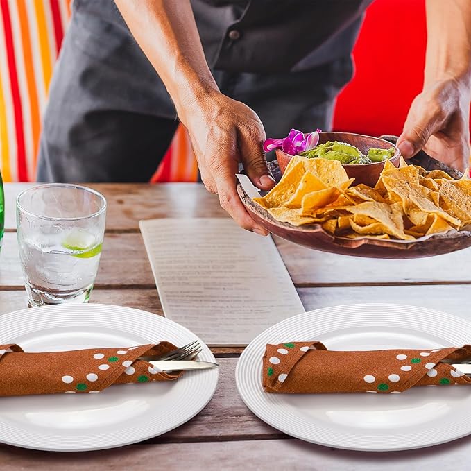 Funnymoom 24 Pcs Mexicans Cloth Napkins Bulk Servilleta De Barro Mexicanos Reusable Terracotta Napkins for Cinco De Mayo Table Decoration Birthday Wedding Party Supplies