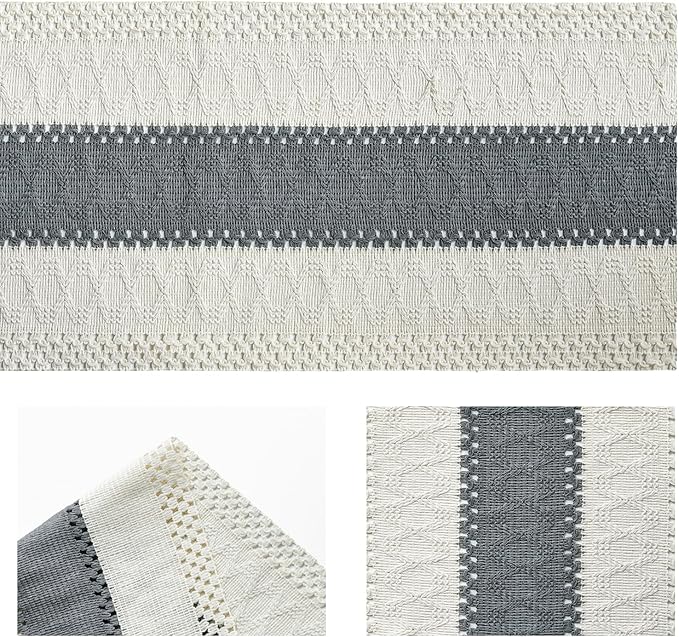 Artoid Mode Dark Grey Farmhouse Rustic Table Runner, Seasonal Holiday Hollow Kitchen Dining Table Decoration for Home Party Decor 12x72 Inch