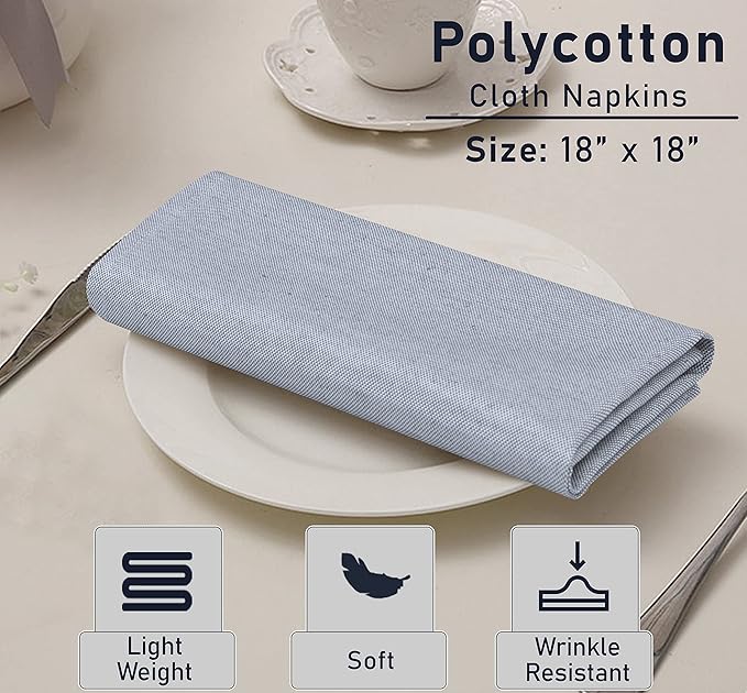 Ruvanti Cloth Napkins Set of 12, 18x18 Reusable Napkins Cloth Washable, Soft & Durable Table Napkin, Poly Cotton Fabric Dinner Napkins for Parties, Christmas, Thanksgiving, Weddings - Grape