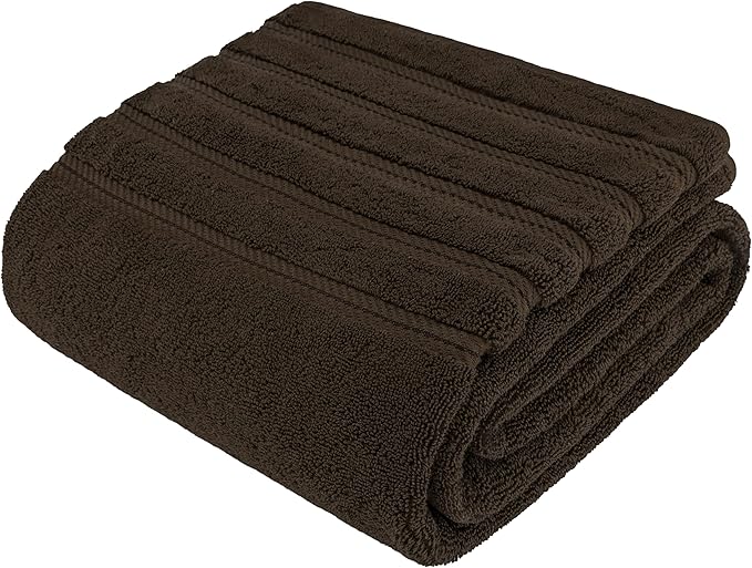 American Soft Linen 35x70 Jumbo Large Bath Towel, 600 GSM 100% Cotton Turkish Bath Sheet, Oversized Luxury Bath Towel for Bathroom Beach and Pool, Brown