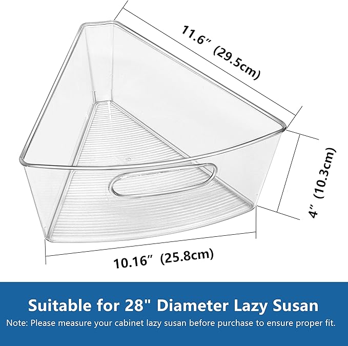 JOWBOOW Lazy Susan Organizer Bins for 28"-29" Diameter Corner Cabinet Lazy Susan, 8 Pack, Clear Plastic Cabinet and Pantry Storage Bin, 1/8 Wedge-Food Safe, BPA Free