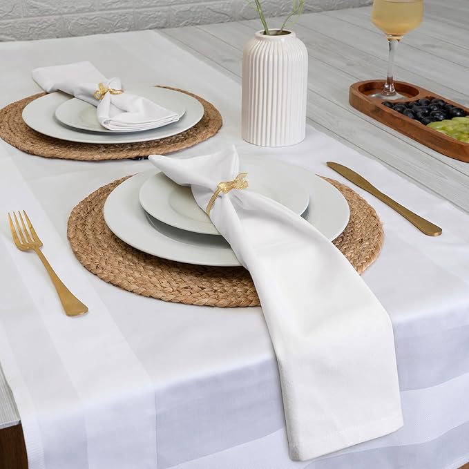 Blue Needles Solid Cloth Napkins Set of 12 White 100% Cotton Dinner Napkins 18x18 inches - Soft, Reusable, Absorbent & Washable Linen, Ideal for Spring Summer Easter Events Parties & Everyday Use