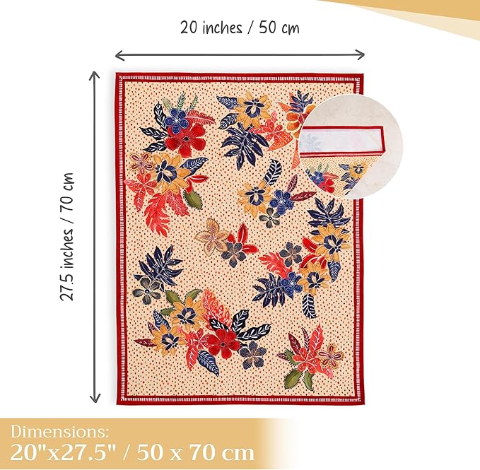 Maison d' Hermine Kitchen Towels Set of 3 100% Cotton 20" x 27.5" Reusable Cloth Tea Dish Towels Absorbent with Hanging Loop for Kitchen Dining Thanksgiving Christmas Decorations (Kalahari)