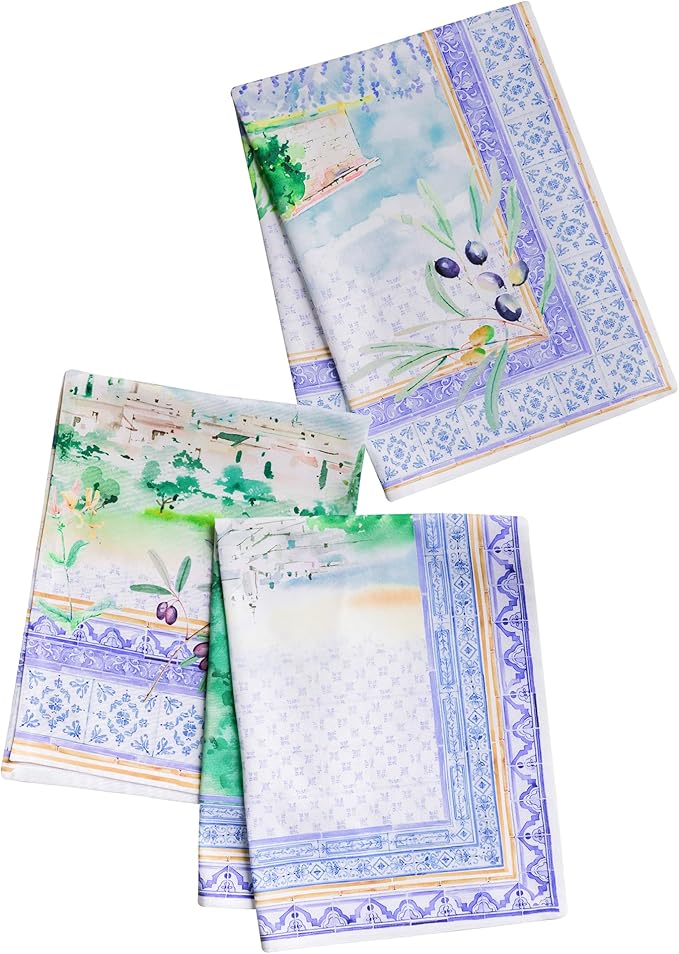 Maison d' Hermine Kitchen Towel 100% Combed Cotton Premium Set of 3 Kitchentowels Easter Tea Towels (20"x27.50") for Table Cleaning, Dining, Buffet Parties & Wedding Use -Luberon