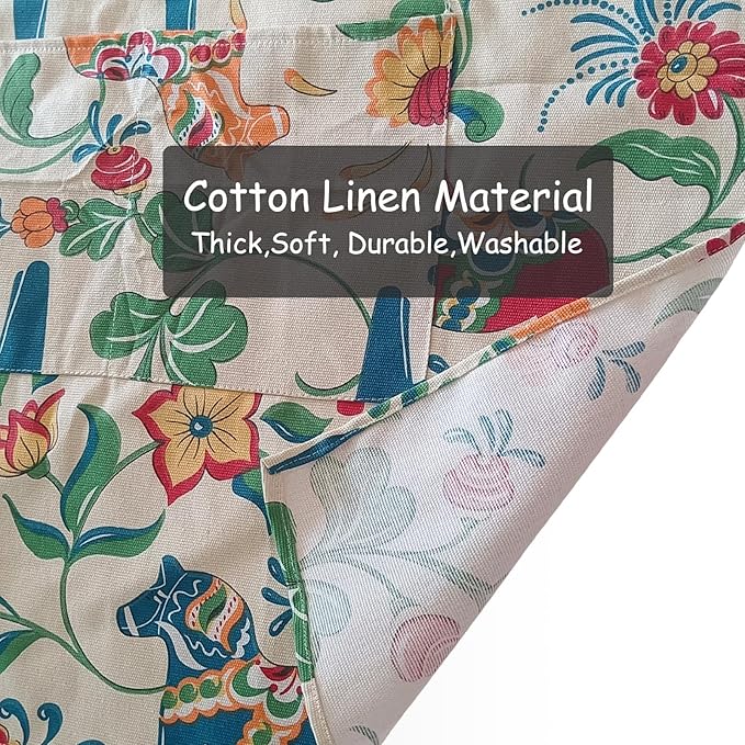 DILLMAN Aprons for Women with Pockets Cotton Linen Cooking Kitchen Baking Soft Durable Floral Gardening Apron