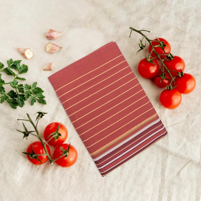 Urban Villa Kitchen Towels 100% Cotton Dish Towels for Kitchen(Set of 6) 20”x30” Dish Cloths Highly Absorbent Kitchen Linen Set with Hanging Loop Perfect for Drying Dishes Cleaning Hand Towels - Rust
