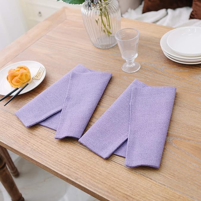 4 Piece Soft Caddice Faux Linen Decorative Place Mats Heat Resistant Dining Table Place Mats Kitchen Table Mats 12x18 Lilac