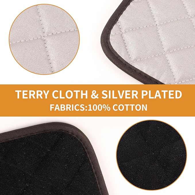 5 Pack Pot Holders for Kitchen Easy-Care Cotton Machine Washable hot Pads for Kitchen for Cooking and Baking Oven Black