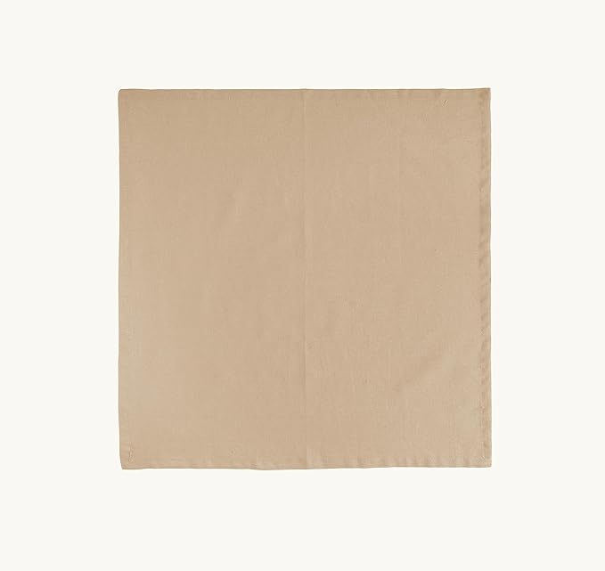 FINGERCRAFT Dinner Cloth Napkins, Cotton Linen Blend Mitered Corner Napkins Cloth 12 Pack Natural Premium Quality for Every Day Use, Parties, Easter, Thanksgiving, Weddings, 18x18 inch Beige