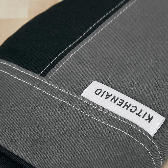 KITCHENAID Beacon Two-Tone Oven Mitt 2-Pack Set, Contour Silver/Matte Black, 5.75"x13"