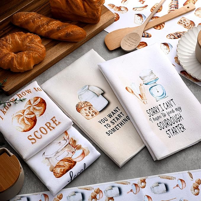 Peryiter 6 Pcs Sourdough Baking Kitchen Towels 16 x 24 Inch Sour Dough Proofing Flour Sack Tea Towels Gift for Baking Sour Dough Cloths for Sourdough Bread Cloths for Kitchen Women Chef Bake Lovers