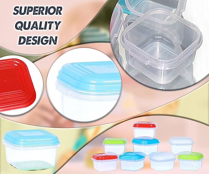 ARSUK Baby Food Containers (4oz/120ml, 16 Pack) - Small Plastic Containers with Lids - Toddler Snack Containers - Reusable Freezer Safe Food Storage Jars - BPA-Free, Leakproof & Microwave Safe