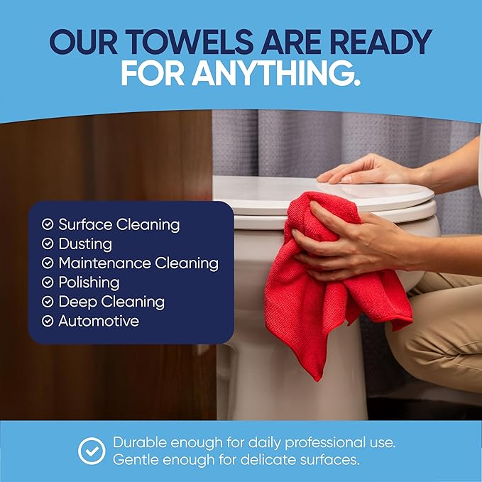 Microfiber Wholesale 16" x 16" All Purpose Towels (Blue-200 Qty)