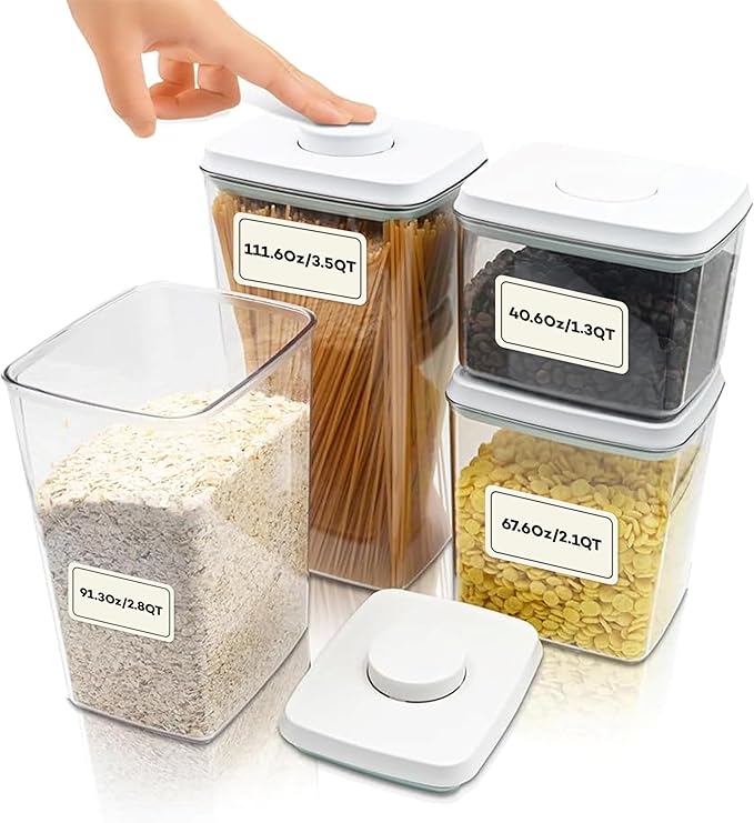 Bop Top Airtight Food Storage Containers with Lid Multi Pack | Kitchen Canister Sets | Air Tight Pantry Container | Pop Top Dry Food Storage Containers for Snacks, Sugar, Flour, Baking, Cereal, Pasta