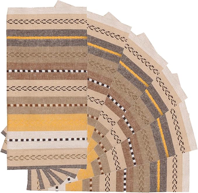 Lightnpro Salsa Stripes Cloth Napkins Set of 12 – Wedding, Christmas & Holiday Table Napkins, Machine Washable Cloth Napkins for Special Occasions & Everyday Use - 18x18 Inch Beige Multi