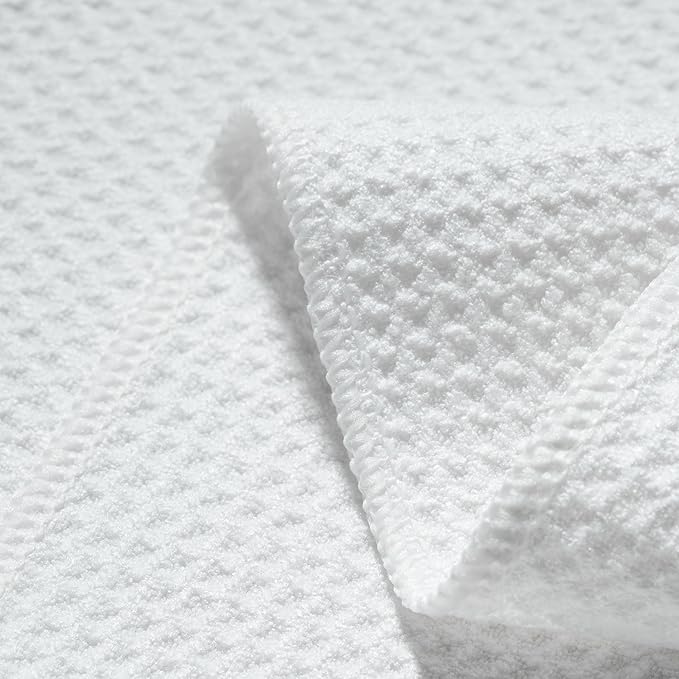 POLYTE Premium Microfiber Kitchen Dish Hand Towel Waffle Weave 18 Pack (16x28 in, White)