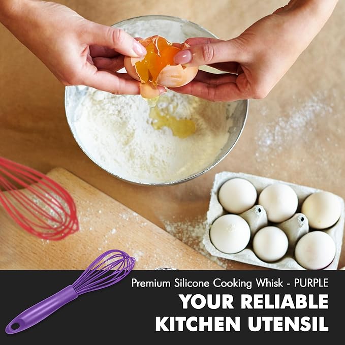 Chef Craft Premium Silicone Wire Cooking Whisk, 10.5 Inch, Purple
