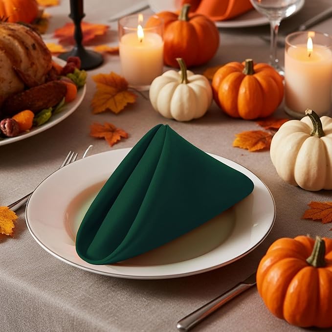 Utopia Home Hunter Green Cloth Napkins (12 Pack, 20x20 Inches), Ideal Dinner Napkins for Party, Wedding and Lunch/Dinner