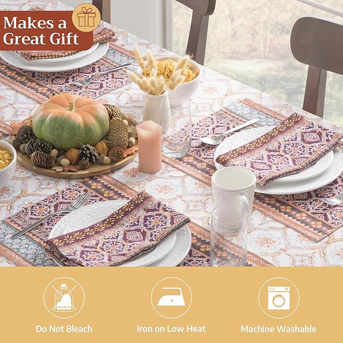 Maison d' Hermine Placemats Set of 4 100% Cotton Washable Cloth Place Mats, Reusable Table Mats for Thanksgiving Christmas Decorations Kitchen Dining Party Wedding Restaurant (Fair Isle, 13" x 19")