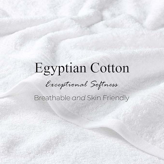 Superior Egyptian Cotton 12-Piece Towel Set, Assorted Towels for Home Bathroom, Guest Bath Decor Essentials, Includes 4 Bath, 4 Hand, 4 Face Towels/Washcloths, Quick Dry, Absorbent - White