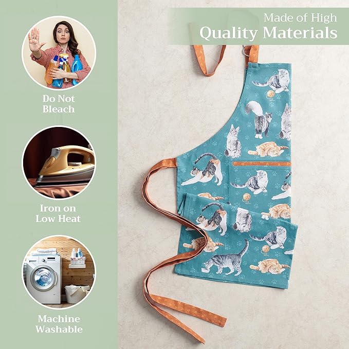Maison d' Hermine 100% Cotton Apron for women with Pocket Kitchen Chef Apron for Men Cooking Mothers Day Gifts