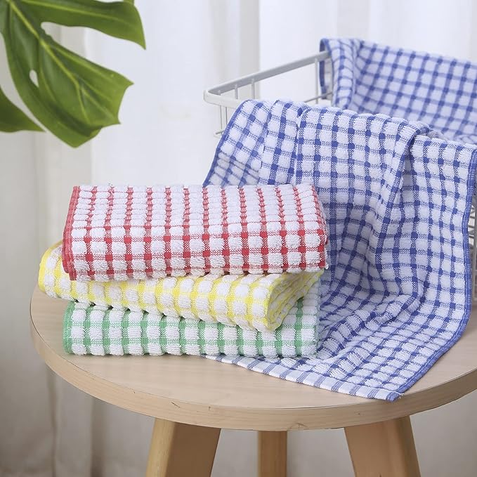 Oeleky Dish Towels for Kitchen, Cotton Kitchen Towels for Drying Dishes Pack of 8 (Multi B, 15X26 inches)