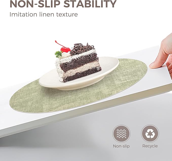 13" Round Placemats Set of 4, NCUE Dual-Sided Faux Leather Heat Resistant Table Mats, Waterproof Oilproof Washable Protective Table Placemats with Coaster, Wipeable Vinyl for Indoor & Outdoor Use