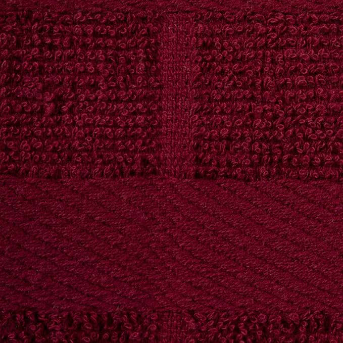 DII Basic Terry Collection Solid Windowpane Dishcloth Set, 12x12, Wine, 6 Piece