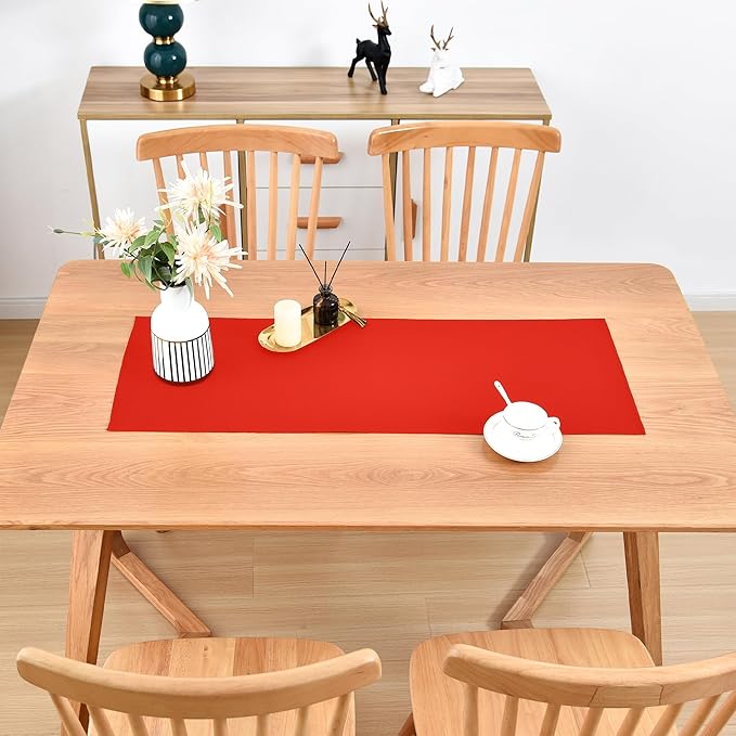 Farmhouse Red Table Runner Small Short Table Runners 36 Inches Coffee Table Runner for Dresser Living Room Bedroom Holiday Party Banquet 12X36 Inch