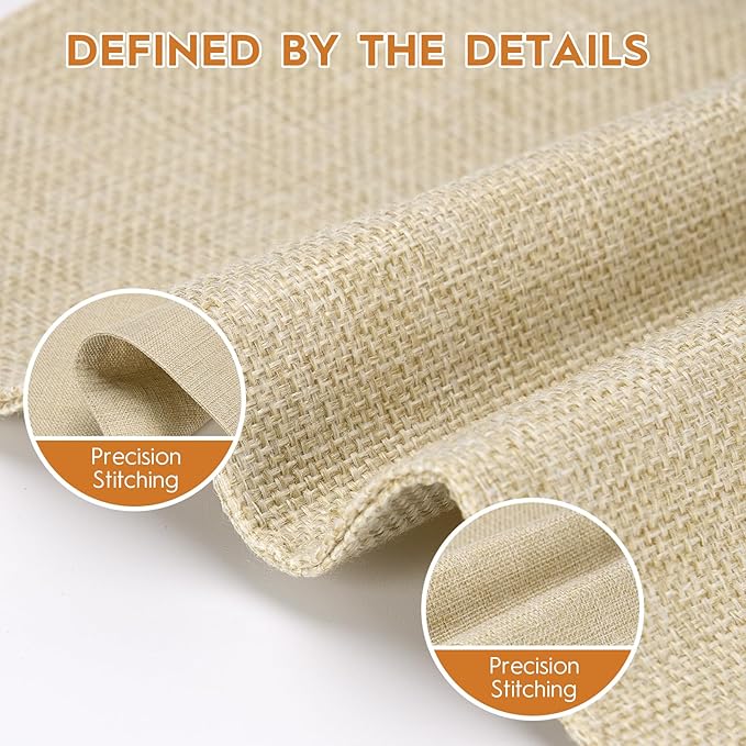 Placemats Set of 6 Linen Type Fabric Cloth Placemats, 18x12 Inch Double Layered Thick Wrinkle Free Heat Resistant Table Place, for Dining, Kitchen, Party (45 * 30cm, Beige)