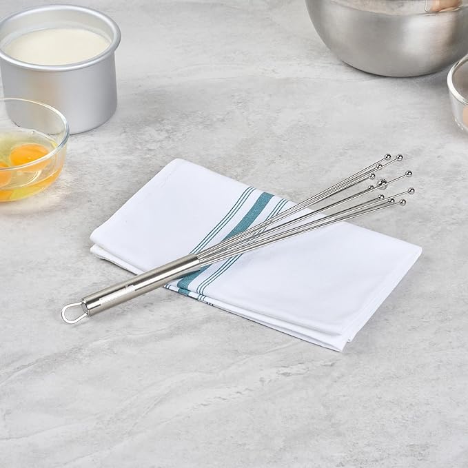 Restaurantware 12.5 in Stainless Steel Ball Whisk - 24 Pack - German Standard Egg Beater with Ergonomic Handle, Dishwasher Safe - Manual Mixer Cooking Whisk for Baking, Stirring, Sauces, Beating