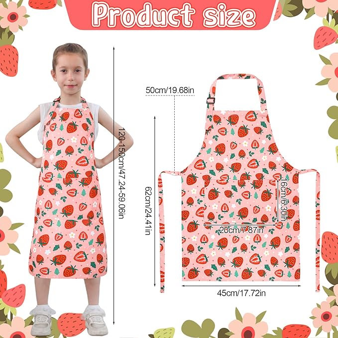 2 Pack Kids Apron, Cute Cooking Aprons, Waterproof Art Apron with Pockets, Toddler Painting Artist Apron Adjustable
