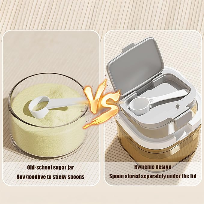 sugar container with spoon, Coffee and Dry Food Storage Containers,Stackable, Easy-Clean, Perfect for Coffee, Flour, Sugar(27 oz / 3.4 Cups)