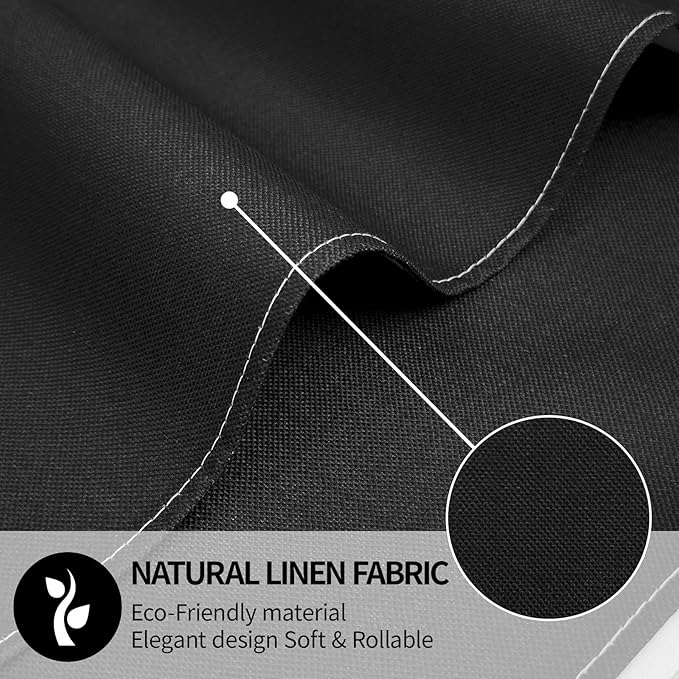 Black Placemats Set of 4, 12x18 Inch Heat-Resistant Washable Easy to Clean Place Mats, Faux Linen Cloth Table Mats Suitable for Indoor/Outdoor Parties & Kitchen Decor (Black)