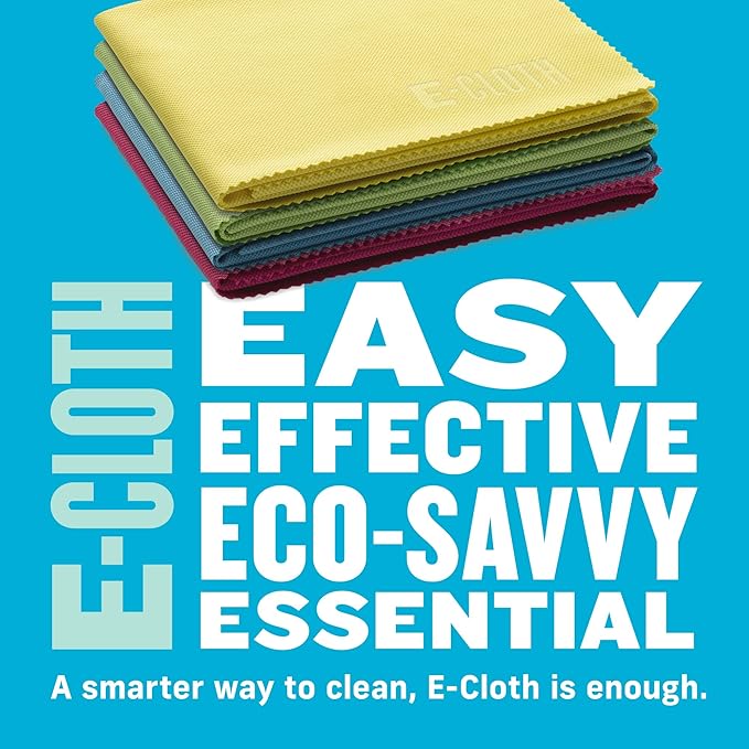 E-Cloth Glass & Polishing Cloth - Microfiber Cleaning Towel Cloth for Windows, Cars, Mirrors, Eyeglasses, & More, Streak Free Clean, Reusable & Machine Washable - Assorted Colors (4 Pack)
