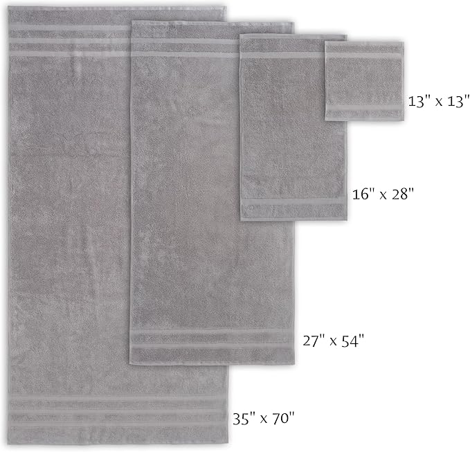 SOFE H&L | Olea Luxury Turkish Cotton Bath Towels Set of 4 : 4 Wash Cloths Cool Gray | Premium, Soft, Durable, Absorbent | Turkish Washcloths for Face