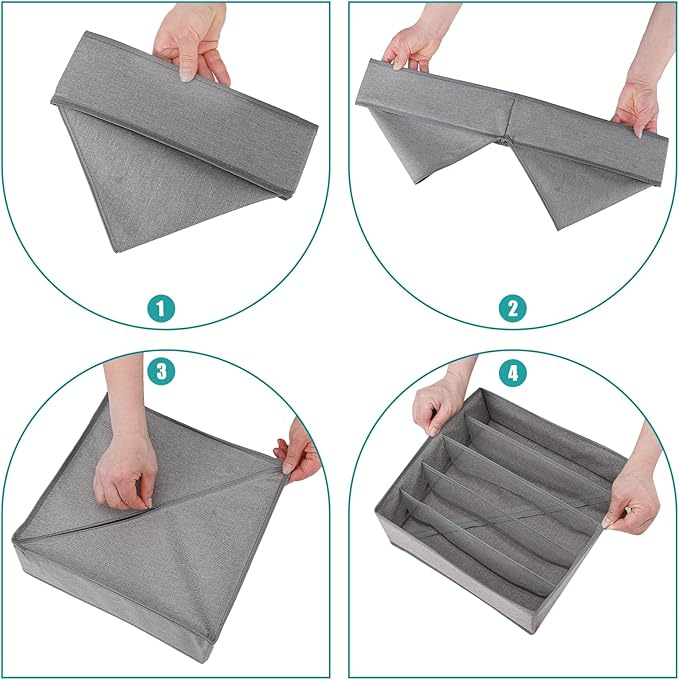 Bra Storage Drawers Organizer for Clothing Underwear Drawer Organizer Dividers Foldable Storage Cube Bins for Bra,Socks, Underwear,3 Pack （Grey）