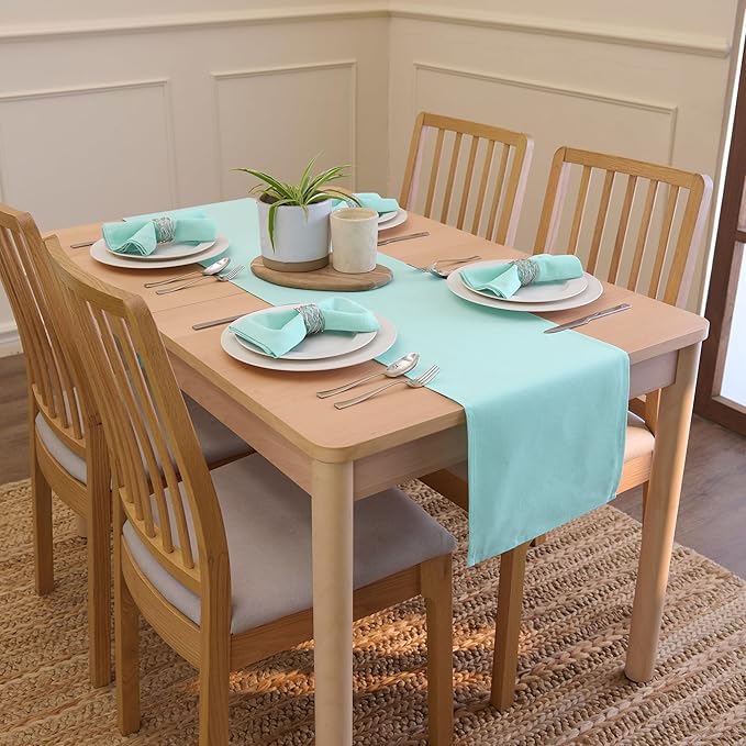 Encasa XO Egg Blue Cloth Napkins Set of 6, 17"x17" | Solid Color Cotton Dinner Napkins | Washable & Reusable Wedding Napkins for Holiday Dinners, Party, & Everyday Table Decor