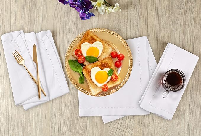 Hausattire Cloth Napkins 12 Pack 20x20 Inches Flax Cotton Washable and Reusable Table Dinner Napkins for Hotel, Restaurant, Weddings,Parties| Absorbent Cloth Napkins Easter Basket Decor|White