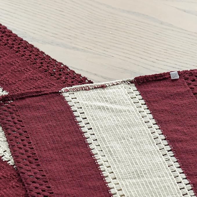 Artoid Mode Red Farmhouse Rustic Table Runner, Seasonal Hollow Kitchen Dining Table Decoration for Home Party Decor 12x36 Inch