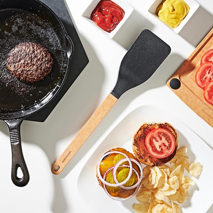 Epicurean Gourmet Series Med Nylon Turner, Spatula, Serving Tool-Natural Handle with Black Head