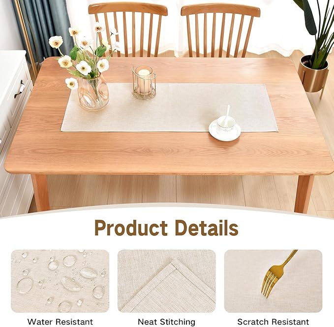 Farmhouse Rustic Table Runner Neutral Faux Linen Table Runners Water Resistant Short Table Runner 36 inches for Living Room Dresser Bedroom Kitchen Dining Party 13x36 Inch