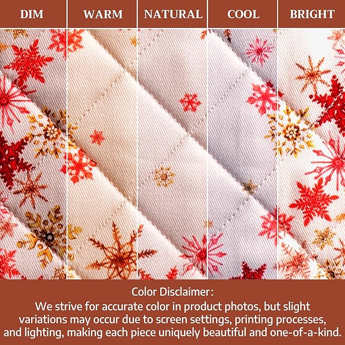 Maison d' Hermine 100% Cotton Oven Mitt & Pot Holder Set (7.5"x13" & 8"x8") Heat Resistant BBQ Cooking Gloves with Loop for Thanksgiving Christmas Decorations Handling Hot Pans (Crystal Star)