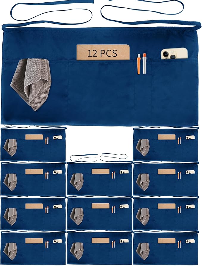 Xeoxarel Aprons with 4 Pockets (Available in 3 Pack / 7 Pack) 23.5'' X 11.5''