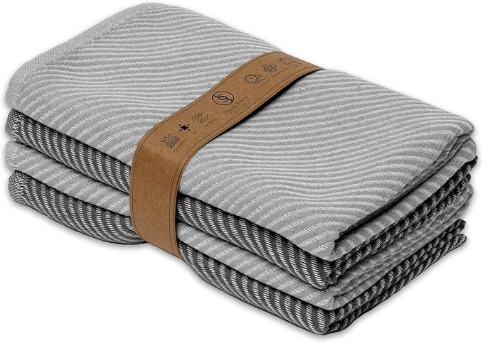 Ossano Decorative Dish Towels Set - 4 Pack, (20" x 30") - Decorative & Large - Versatile as, Kitchen Hand Towel, Dish Towels for Kitchen, Dishcloths, Kitchen Cloths, Gray and Anthracite Gray