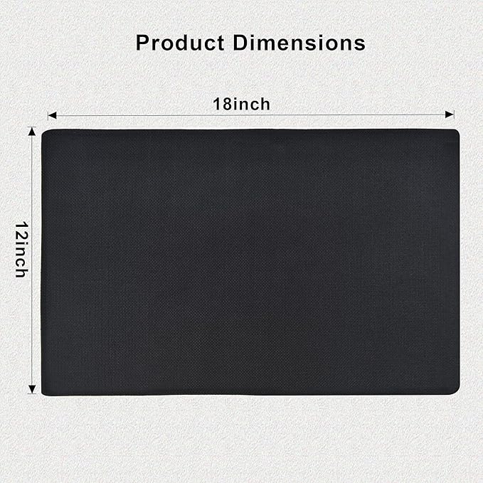 SLKQG Black Linen-Look Placemats Set of 8, Heat Resistant & Machine Washable Double-Layered Cloth Placemats for Dining Table, Indoor/Outdoor Use, Non-Slip Kitchen Table Mats (8, Black)