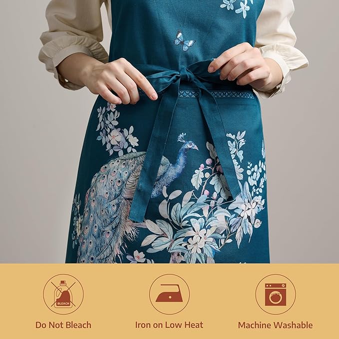 Maison d' Hermine 100% Cotton Apron for women with Pocket Kitchen Chef Apron for Men Cooking Mothers Day Gifts